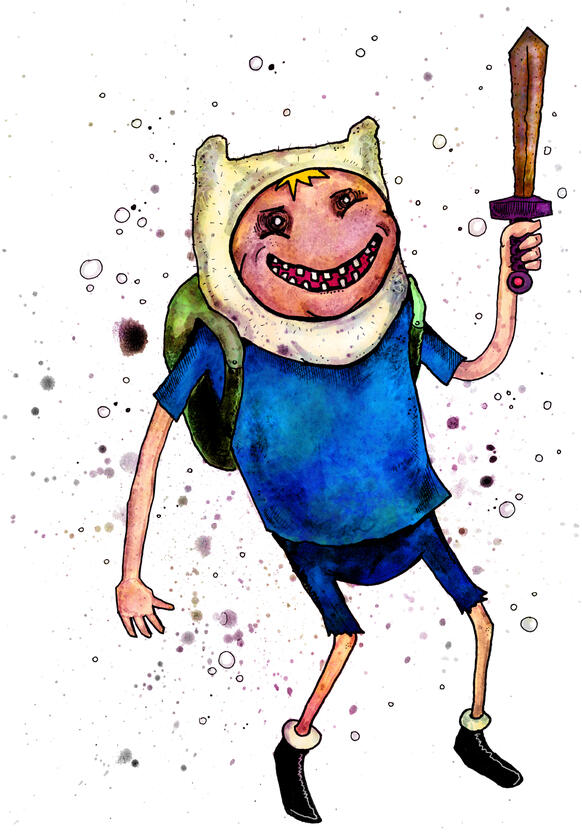 Mixed-Media fan art illustration by artist Grant Hunter, featuring Finn from Adventure Time.